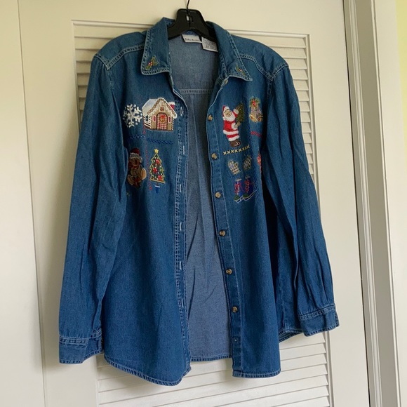 Bobbie Brooks Women’s Denim Holiday Shirt, Medium - Picture 1 of 7